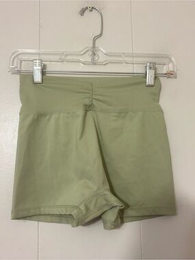 PAC 1980 Green High Rise Biker Shorts Size S Sage Activewear Yoga Gym